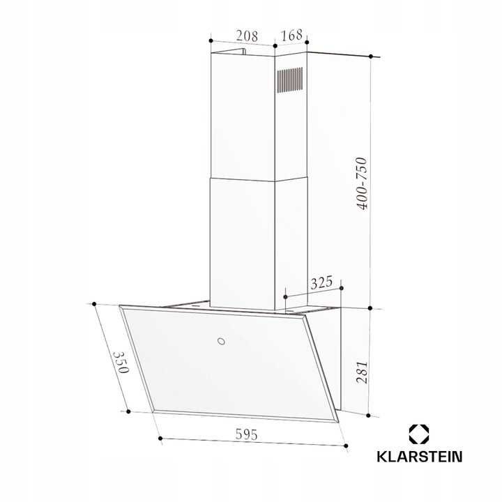 Okap kuchenny kominowy wyciąg 60cm 247 m³/h LED panel dotykowy