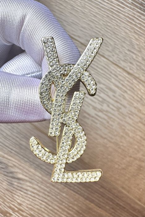Broszka YSL złota z cyrkoniami 4,7 cm