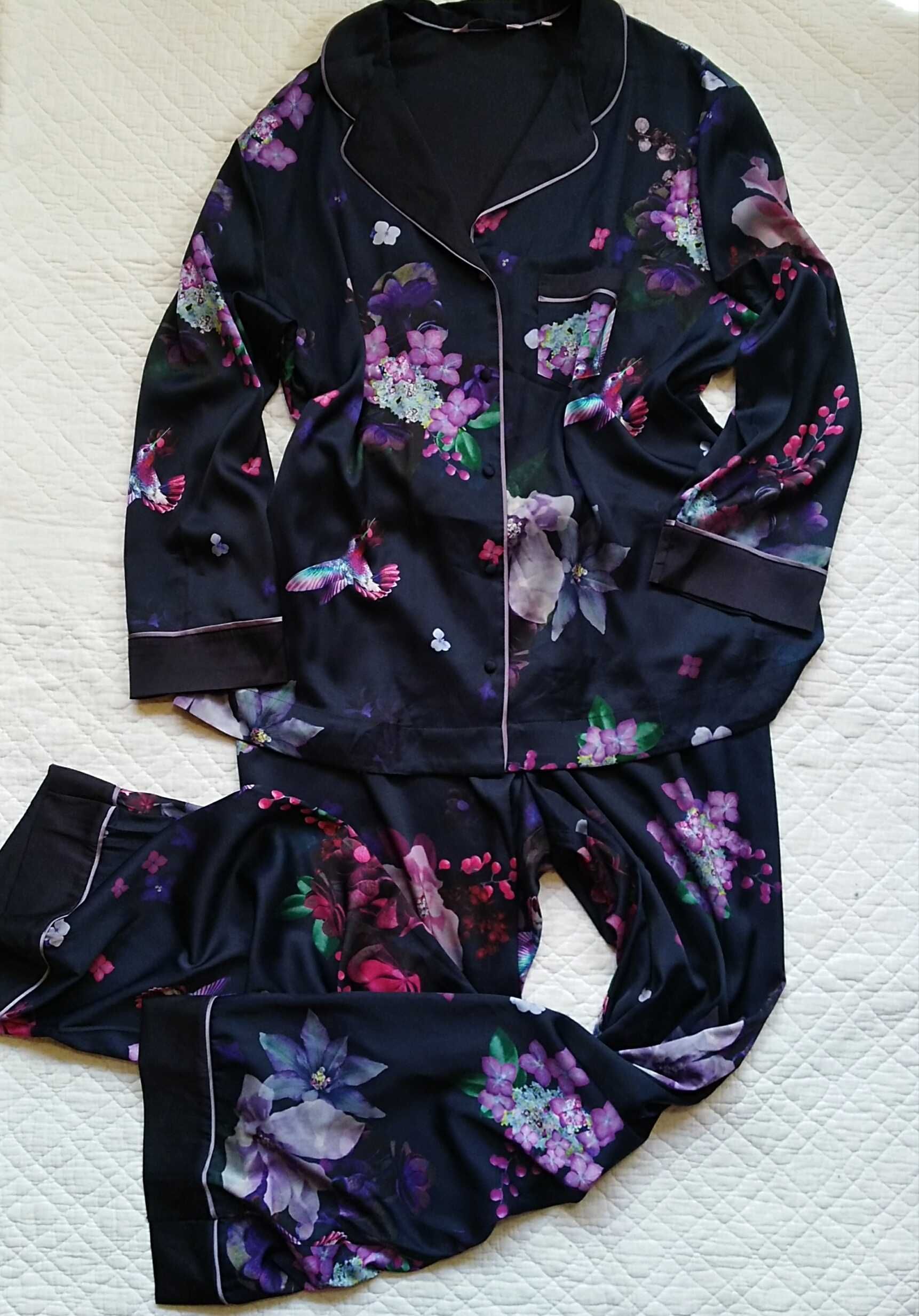BY TED BAKER piękna satynowa piżama kwiaty koliber r.40 UK12