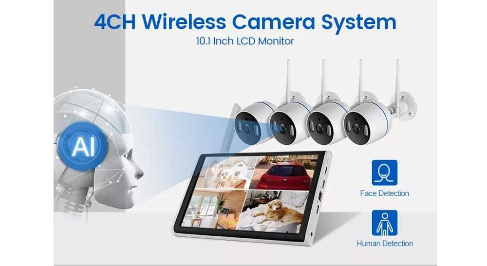 CCTV WIFI 4 Câmaras HD + Tablet Sistema Vídeo Vigilância (NOVO