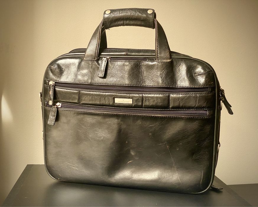 Duza Torba Teczka Elegancka Skora Laptop Laptopa Pojemna Unisex