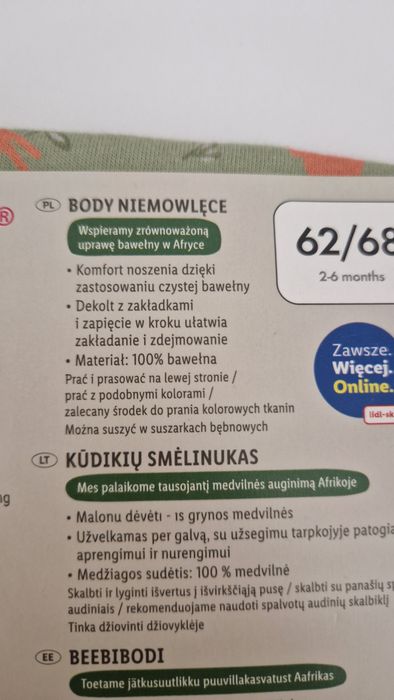 Body niemowlęce 62/68