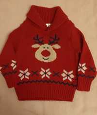 Sweterek świąteczny z reniferem Rozmiar 68cm