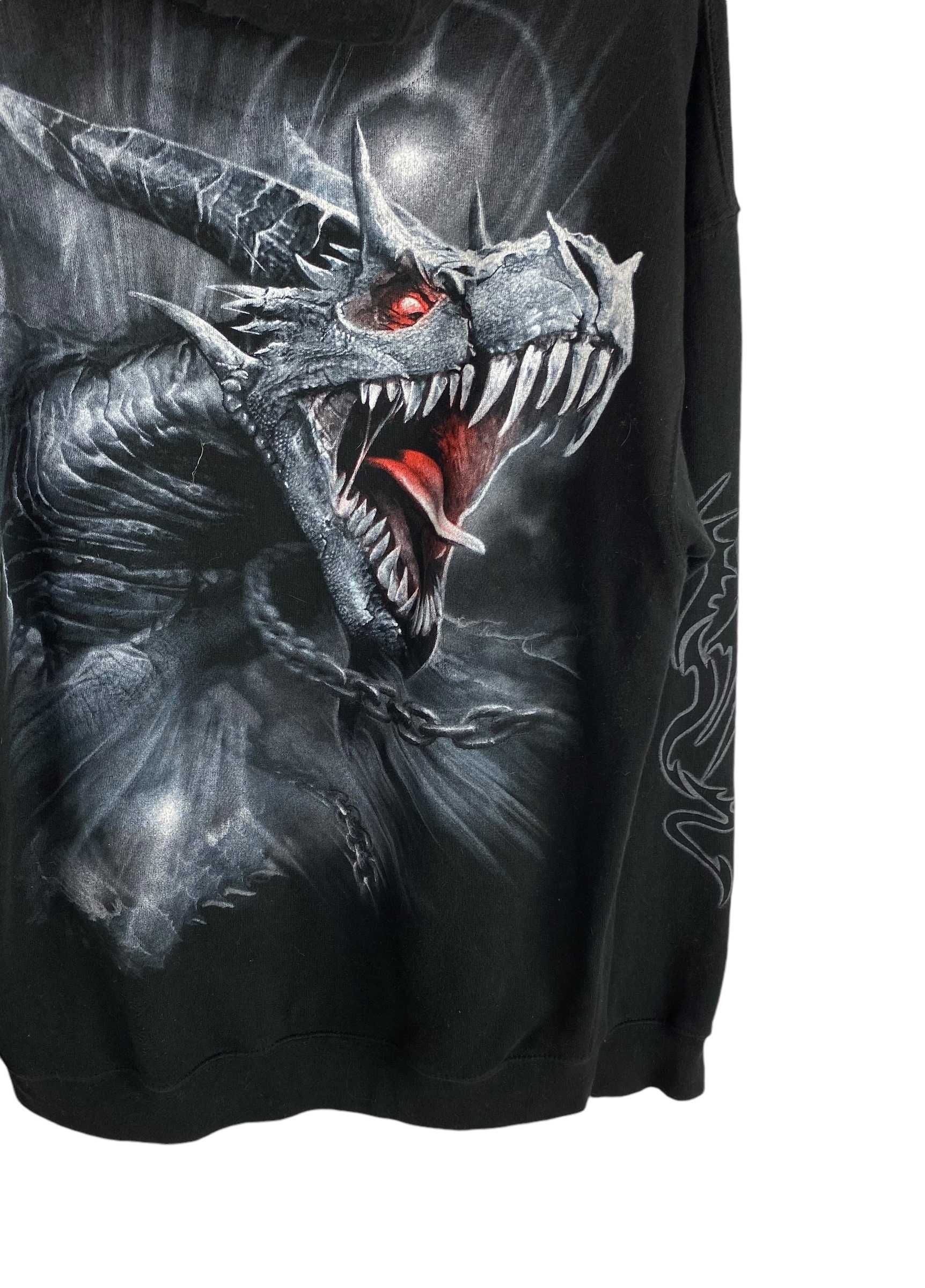 Y2k Dwustronna bluza ze smokiem, opium, affliction, rozmiar M