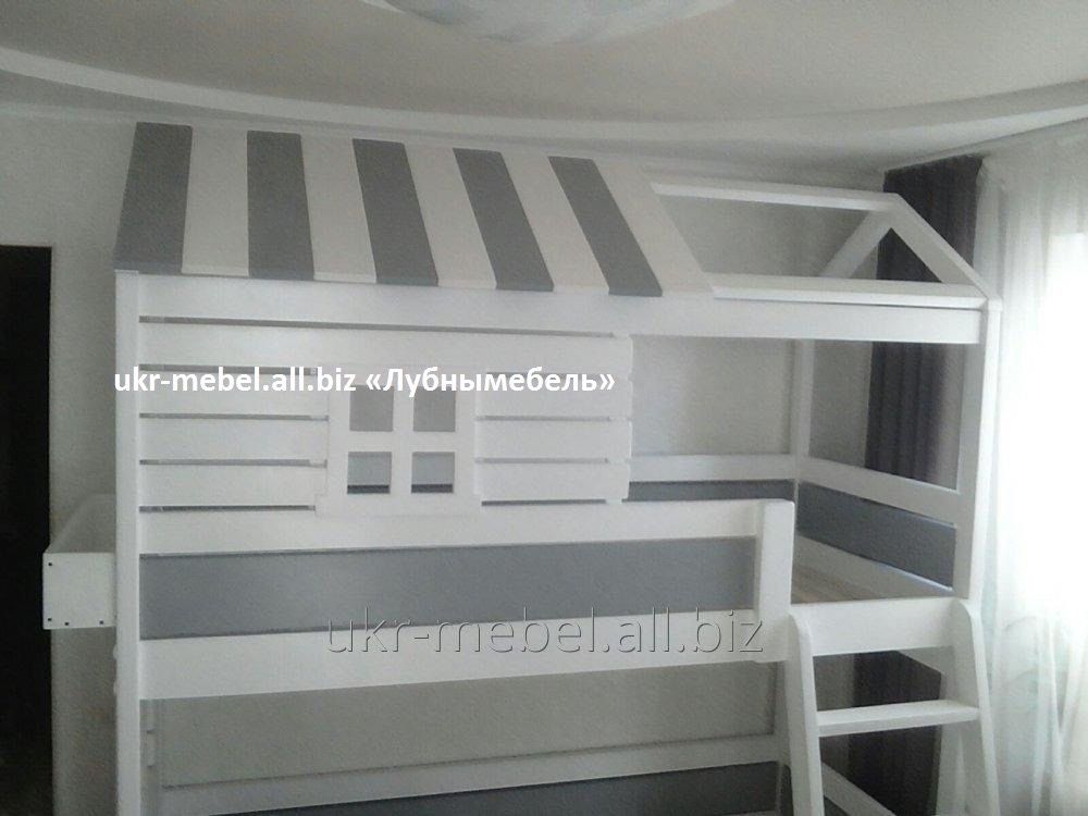 Двоярусне дерев'яне ліжко Дом6 люкс (кровать двухъярусная)