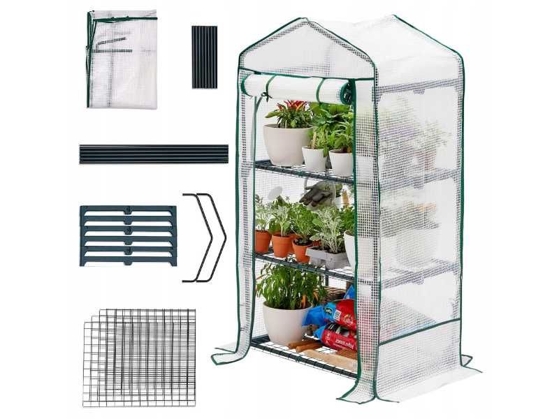 Foliak na Balkon Pionowa Szklarnia Foliowa 3 Półki na Kwiaty Zioła