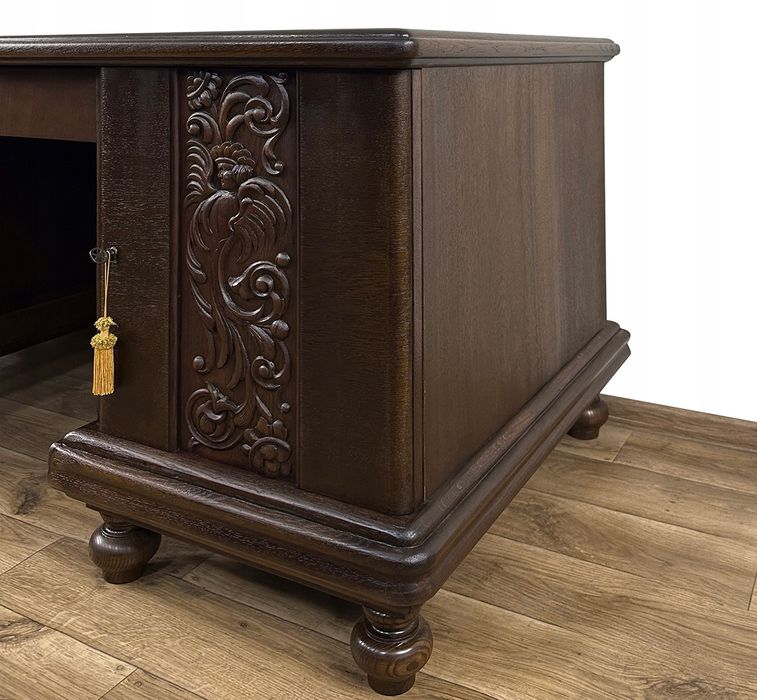 SEJF BIURKO z sejfem antyk UNIKAT rzeźbione anioły dwustronne GABINET.