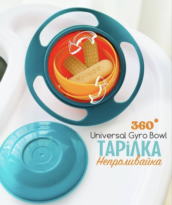 Тарілка непроливайка дитяча блакитна YN-021