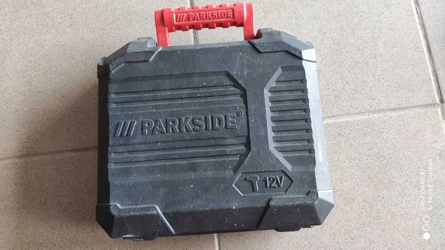 Akumulatorowa wkrętarka Parkside, ładowarka, dwie baterie, walizka