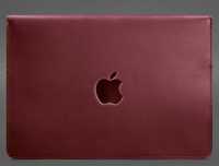 Кожаный чехол для MacBook 13 бордовый, на магнитах