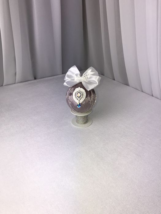 Новорічна іграшка кулька з бархату Ейфелева вежа Париж Зі стразами