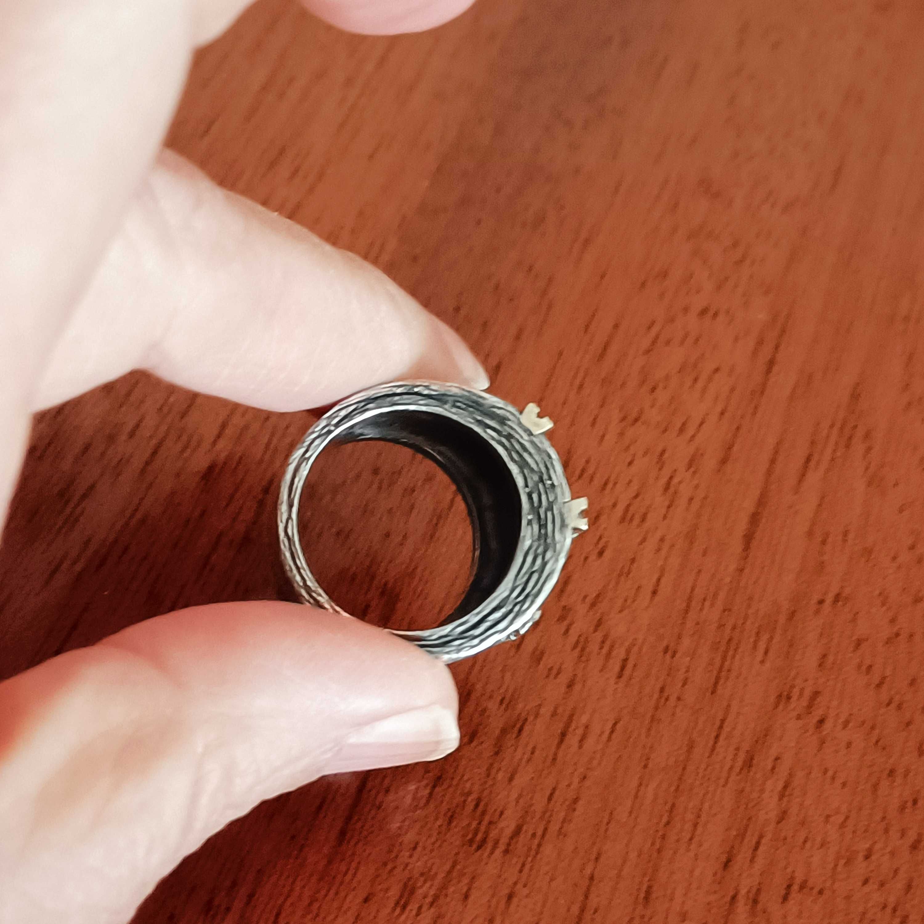 Anel em prata portuguesa com contraste e zirconias