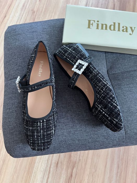 37 Sklep Nowe baleriny damskie zapinane tweedowe XP317