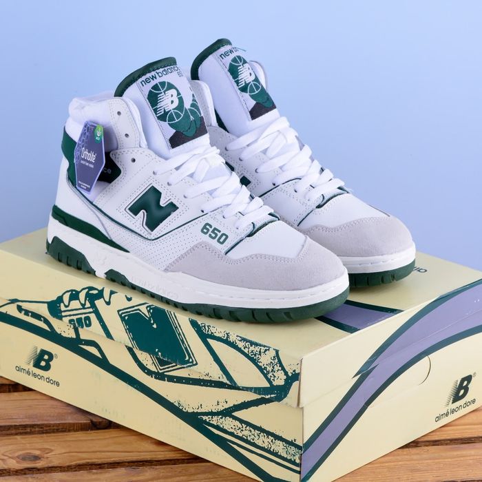 (2030) Чоловічі Кросівки New Balance 650 білі з зеленим високі (41-45)