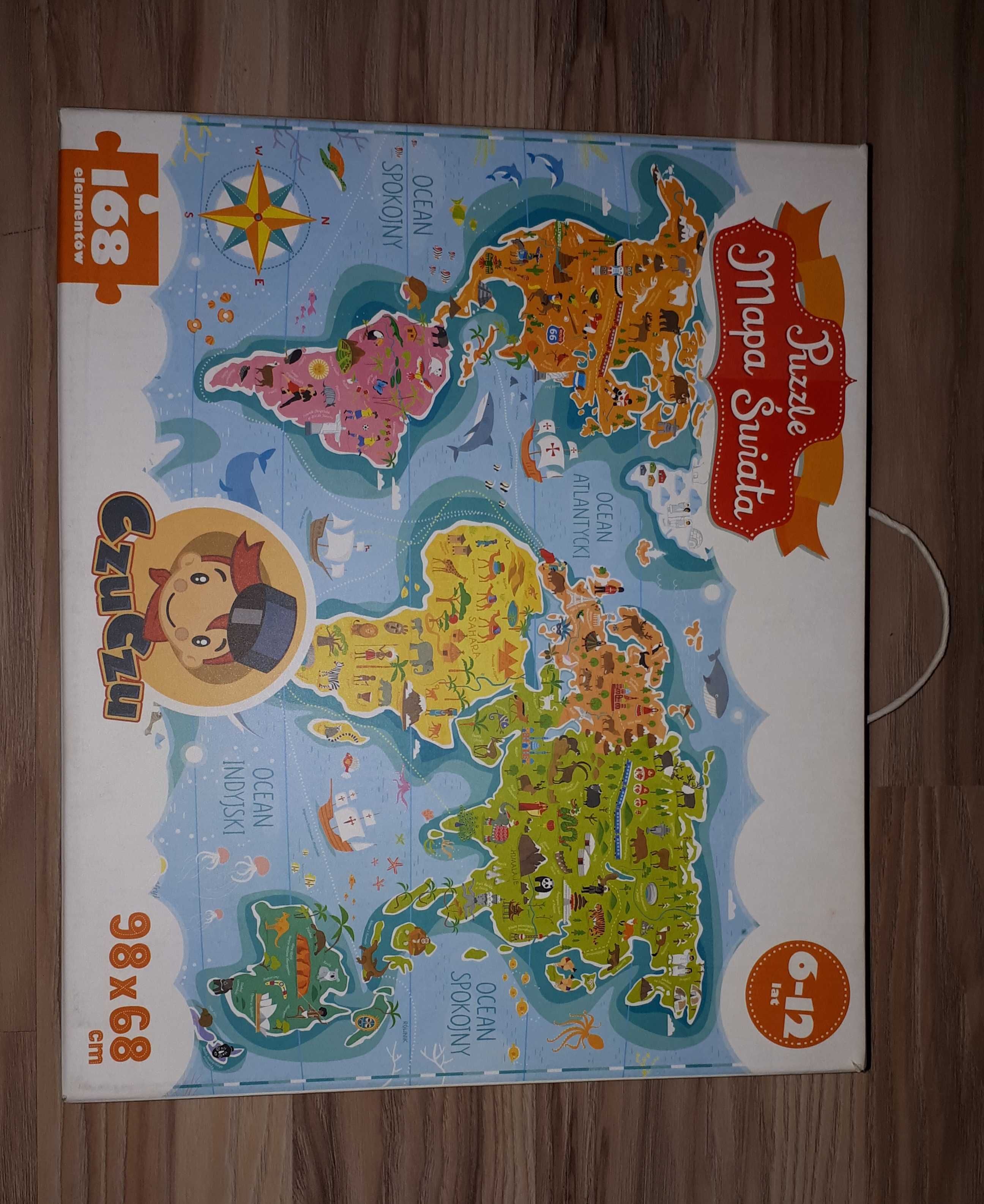 Wielkie puzzle CzuCzu mapa świata XXL jak nowe