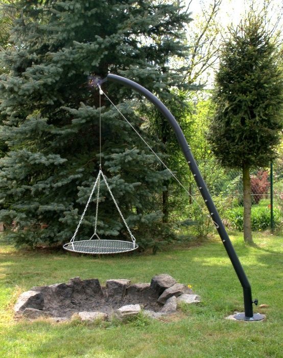 Grill ogrodowy obrotowy, ruszt nierdzewny o średnicy 65 cm