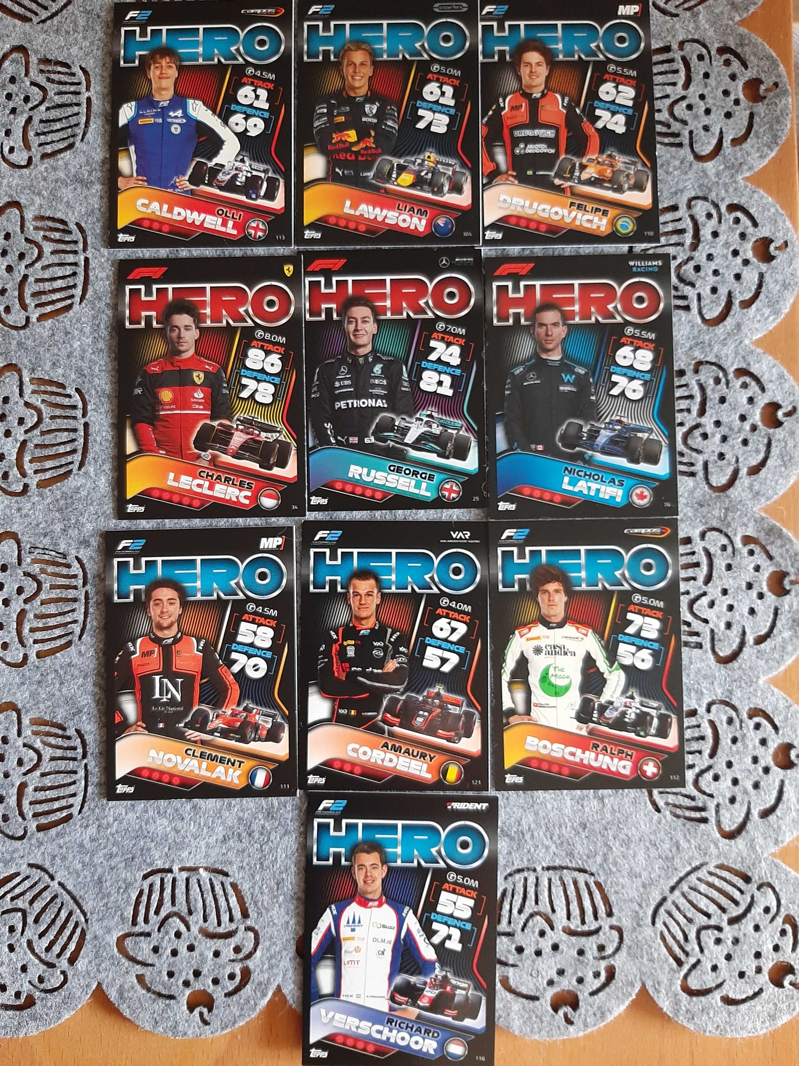 Karty Topps Turbo Attax 2022 F1- komplet 10 kart HERO