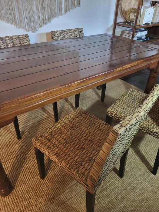 mesa e 4 cadeiras, refeições, secretaria, indiana, oriental, rustico