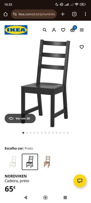 Vendo conjunto de 6 cadeiras IKEA NORDVIKEN - 150€