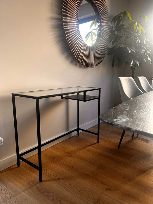 Stolik, konsola, biurko VITTSJÖ IKEA, czarnobrąz/szkło, 100x36 cm