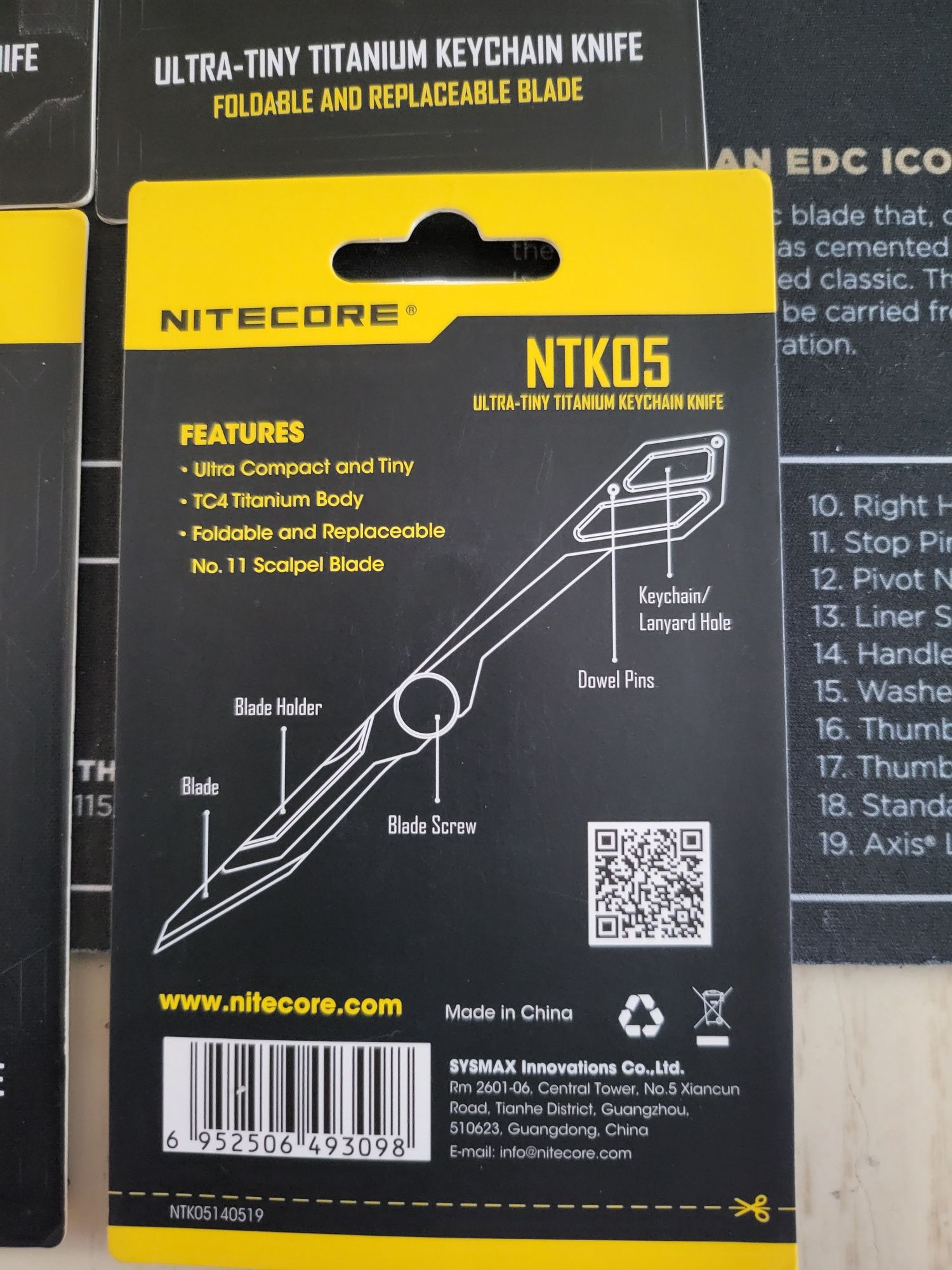 Nitecore NTK05, ультратонкий титановий складаний ніж