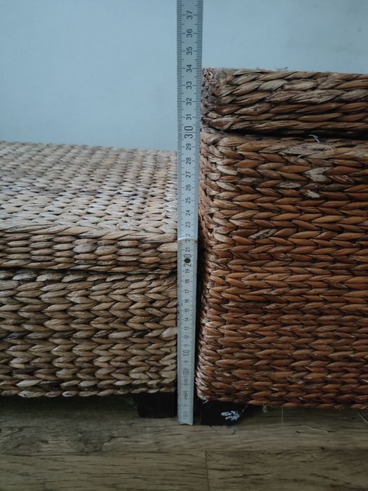 rattanowe siedzisko puf schowek Ikea vintage