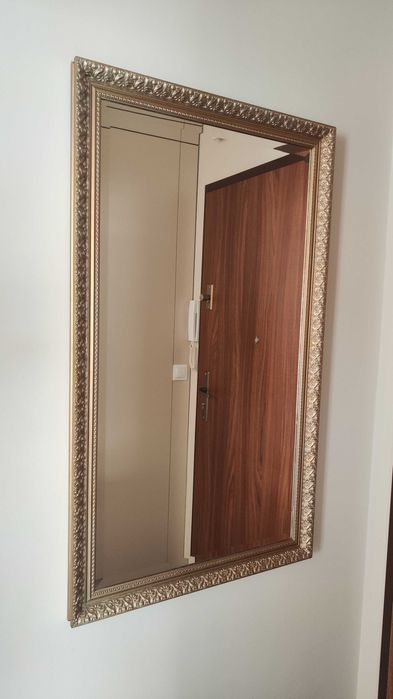 Duże fazowane lustro złote antyczna rama glamour 70x120cm
