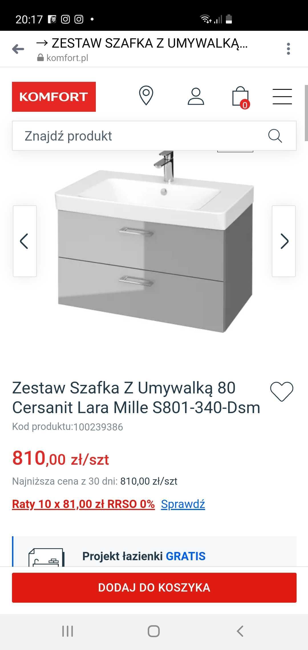 Szafka z umywalką nowa