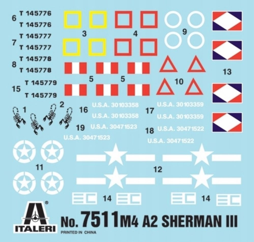 Model czołg M4A2 Sherman III Italeri 7511