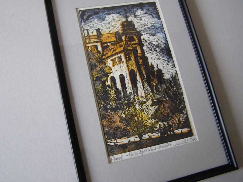 Linoryt barwny - Wawel Kurza Stopka - Zyg. Acedański  sygn.