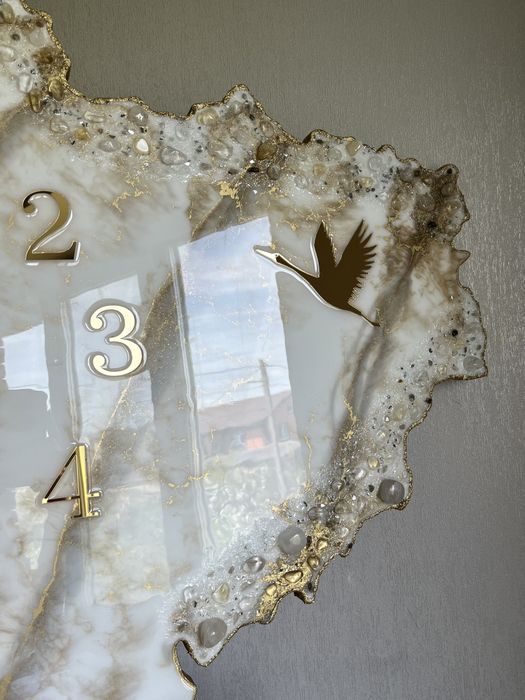 Настінний годинник «Карта України» з епоксидної смоли