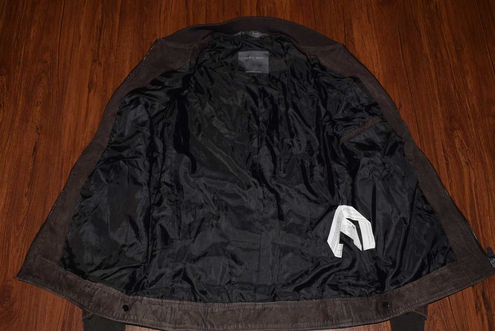 Zara Man Leather Suede Jacket (Мужская Кожаная Замшевая Куртка Бомбер