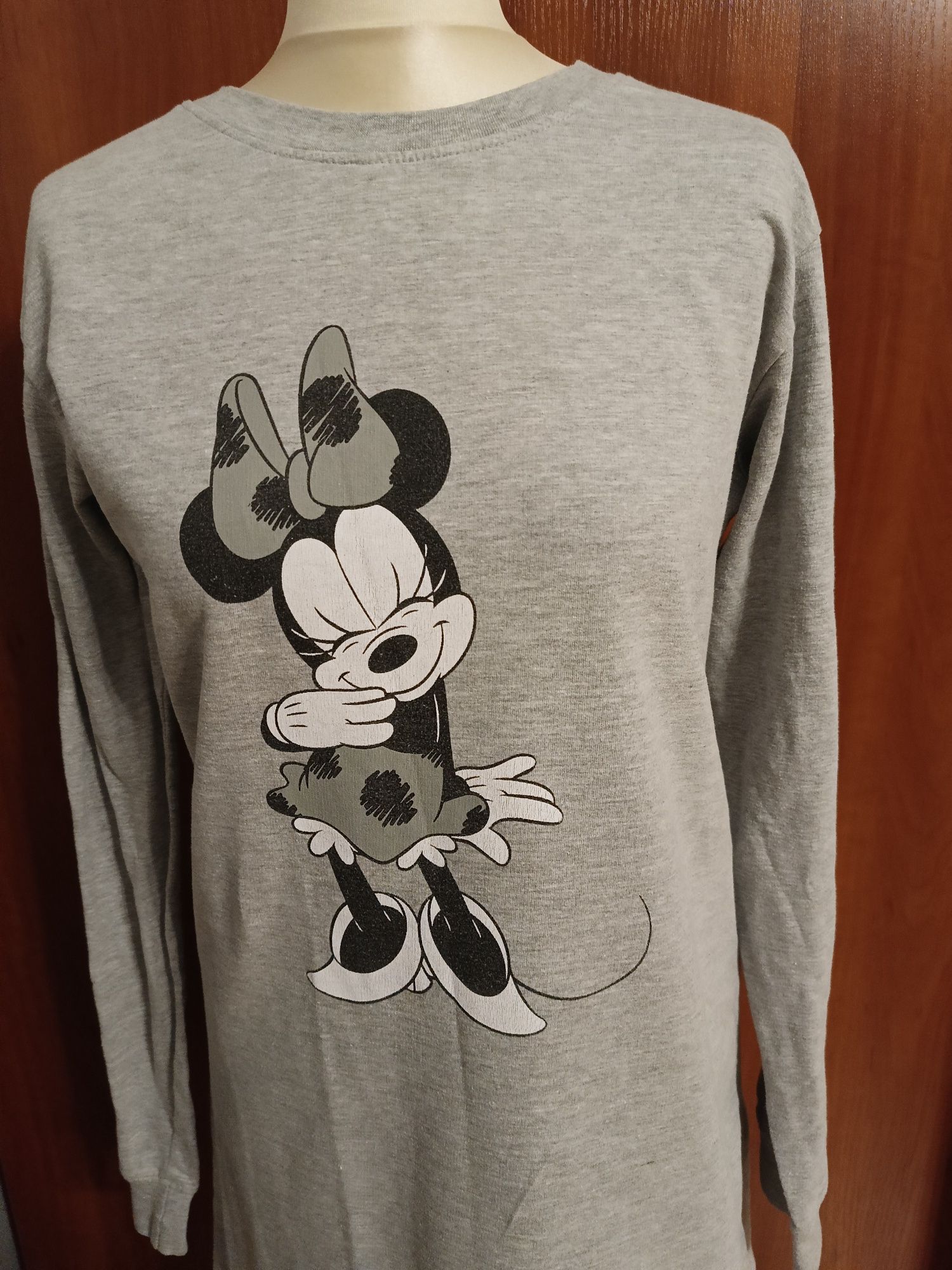 Szara przedłużana bluza/ sportowa tunika z motywem Minnie Mouse M