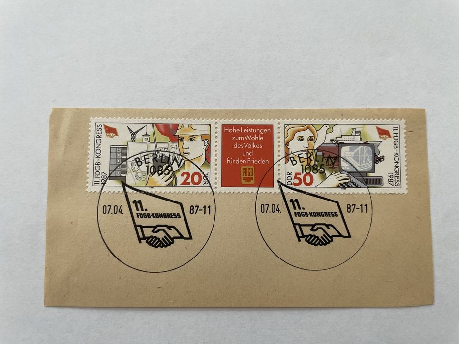 DDR 1987 – bloczek 11. FDGB-Kongress z datownikiem Berlin
