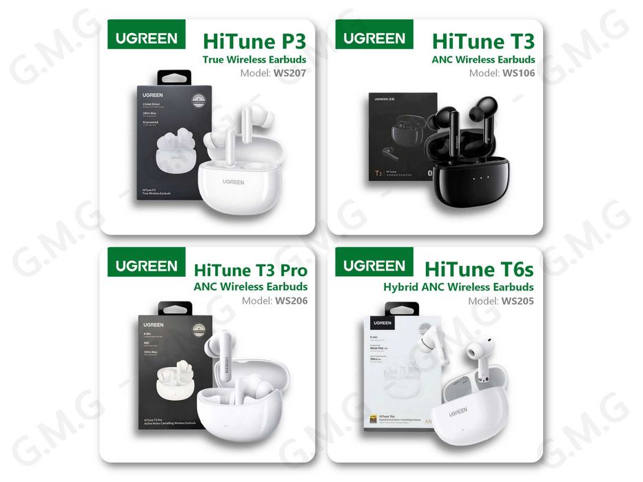 Оригінальні TWS навушники UGREEN HiTune P3 / T3 / T3 Pro / T6s