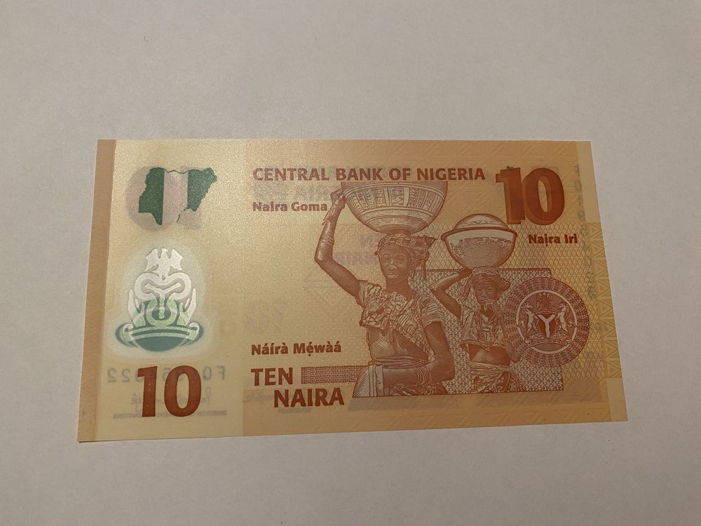 Banknot Nigeria 10 Naira. Stan idealny. Banknoty Świata.