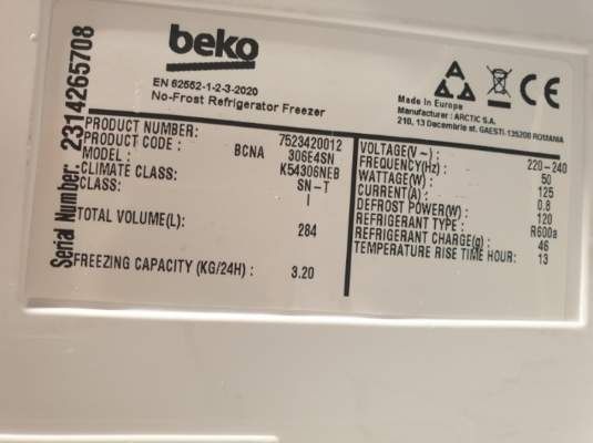 Beko do zabudowy 2m. bcna 306e4sn