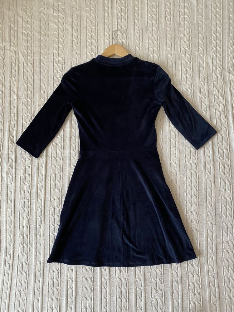 Vestido Bershka Veludo Azul Escuro - Tamanho S