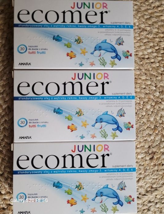 3 opakowania suplementu Ecomer Junior z kwasami DHA Tutti Frutti