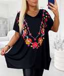 Bluzka plus size tunika asyetryczna duży rozmiar 50/52/53/56 kwiaty