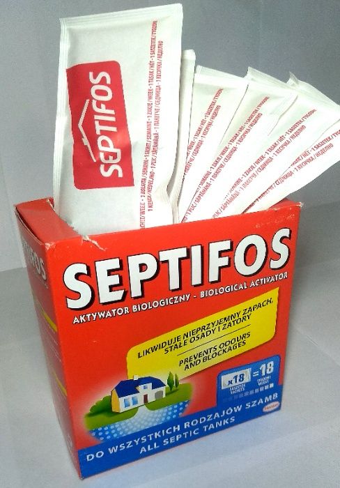 Упаковка биоактиватора SEPTIFOS 18х36г. 648г. для септика.
