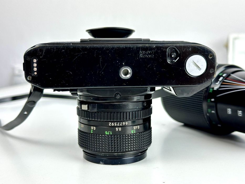 Canon A‑1 + FD 50 mm f/1.4 + FD 70–210 mm f/4 – pełny zestaw analogowy