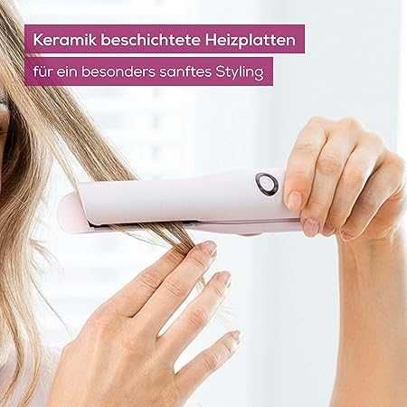 Beurer HS 20 prostownica do włosów, USB, 3 poziomy temperatury, różowa