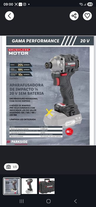 Aparafusadora Bits Parkside Performance 20v