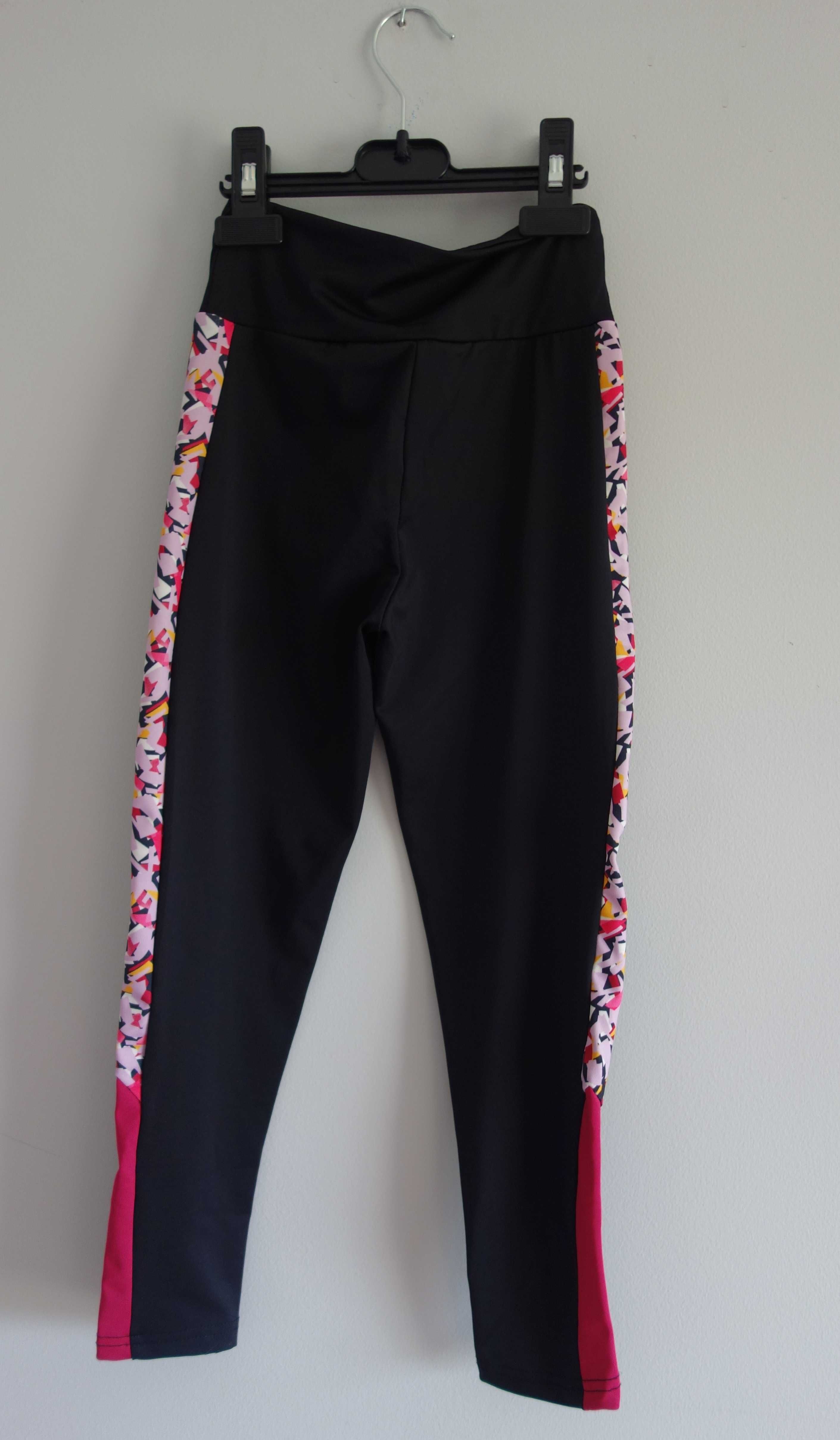 Leggings pretas com faixa lateral menina 8-9 anos 134cm