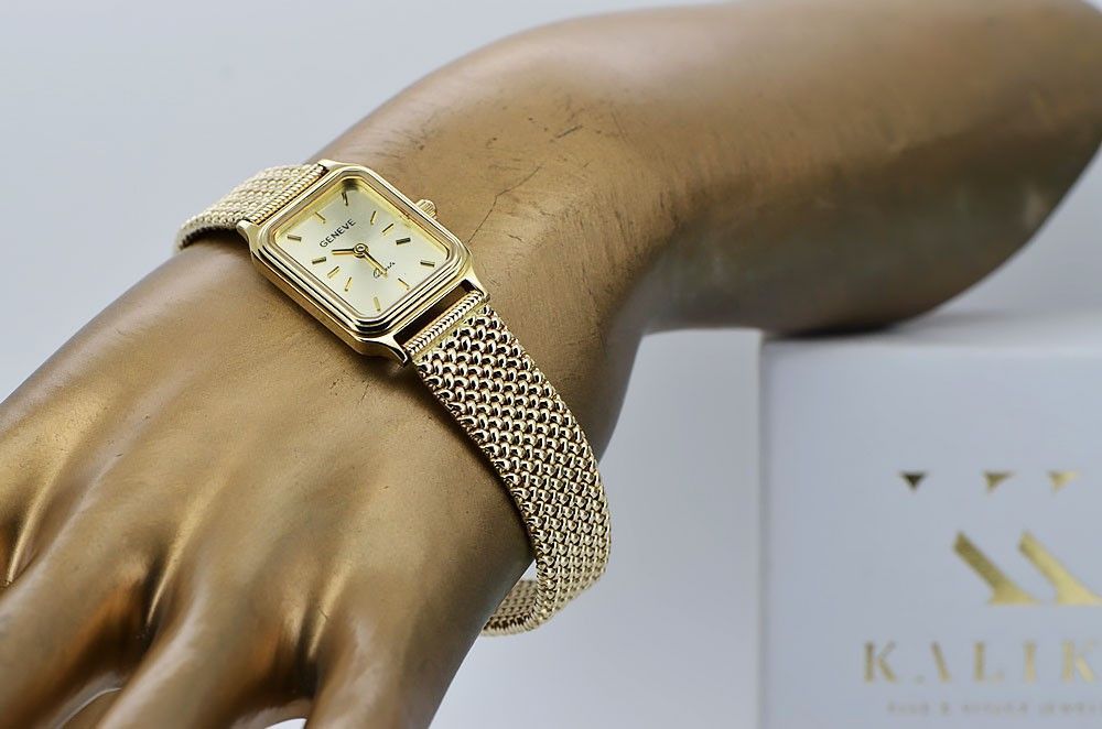 Złoty damski zegarek z bransoletą 14k Geneve lw023y&lbw003y Katowice