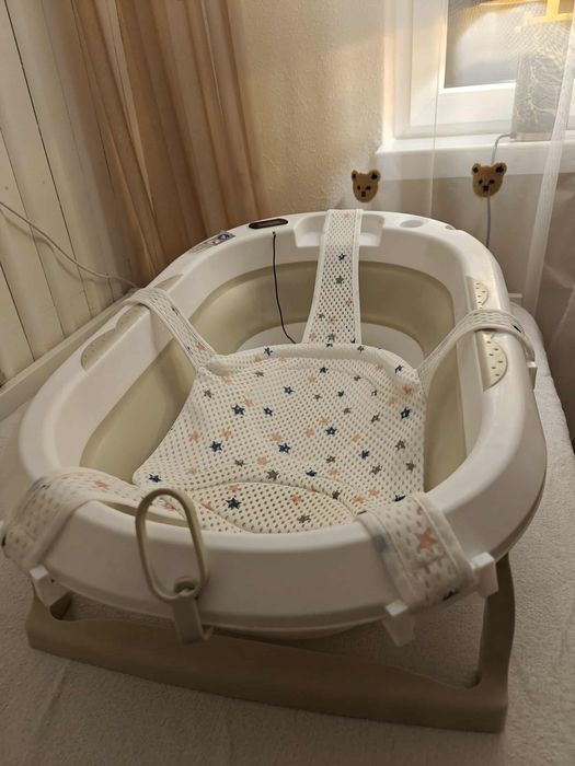 Beżowa Wanienka dla niemowlaka primabobo z termometrem super stan