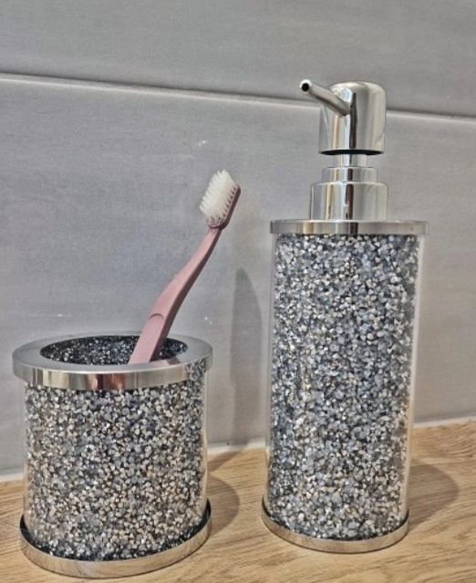 Zestaw łazienkowy dozownik na mydło kubek Glamour