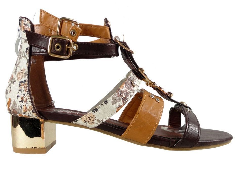Brązowe sandały damskie buty rzymianki 36