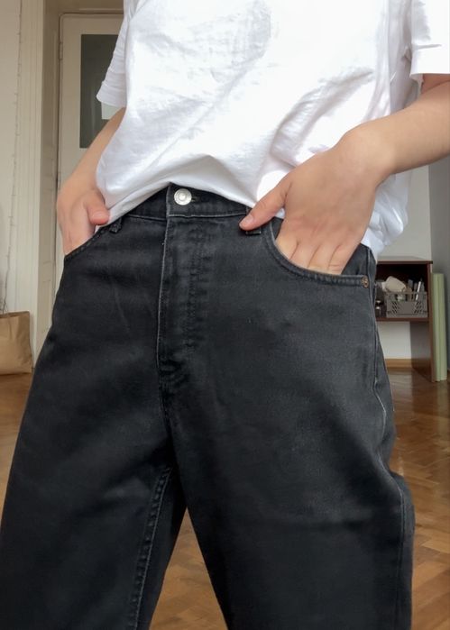 Базові чорні джинси прямого крою Zara, розмір 38